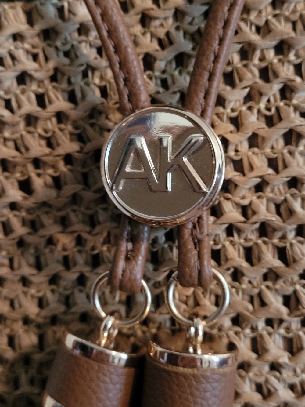 Anne Klein Brown Raffia Bucket Bag with Tassels - Picture 3 of 10